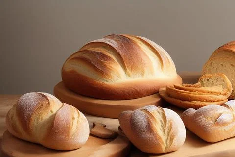 Different kinds of fresh bread as background. IA Tehnology Stock Illustration