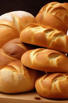 Different kinds of fresh bread as background. IA Tehnology Stock Illustration