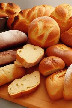 Different kinds of fresh bread as background. IA Tehnology Stock Illustration