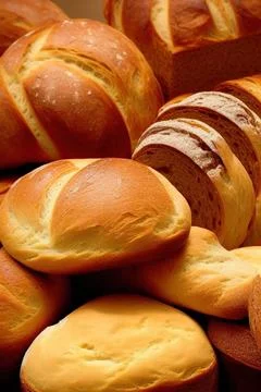 Different kinds of fresh bread as background. IA Tehnology Stock Illustration