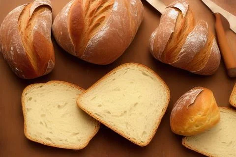 Different kinds of fresh bread as background. IA Tehnology Stock Illustration