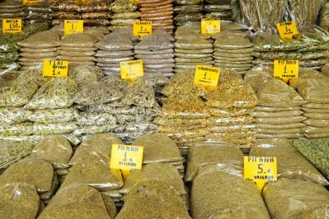 Different kinds of herbs Stock Photos