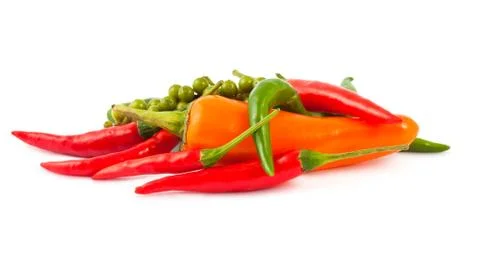 Different kinds of hot pepper Stock Photos