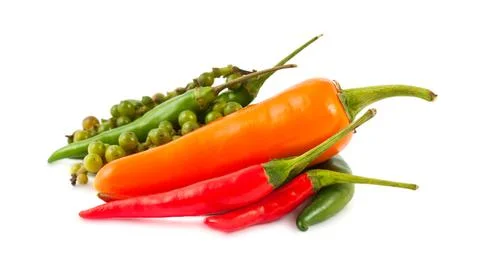 Different kinds of hot pepper Stock Photos