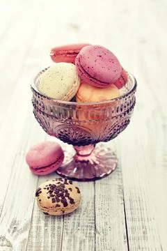 Different kinds of macaroons Stock Photos