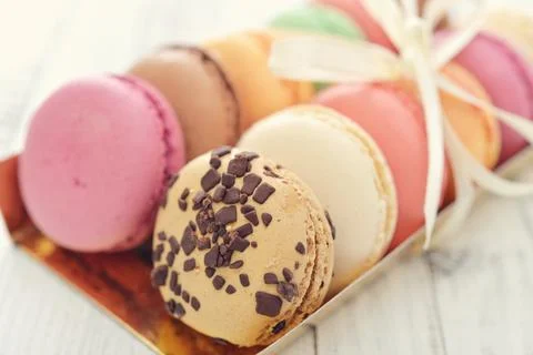Different kinds of macaroons Stock Photos