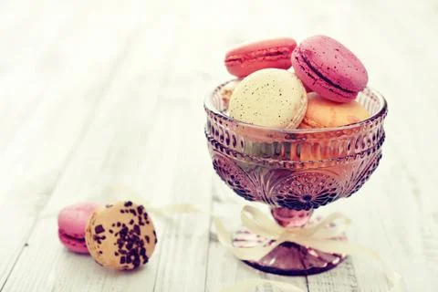 Different kinds of macaroons Stock Photos