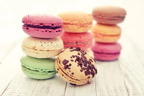 Different kinds of macaroons Stock Photos
