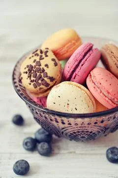 Different kinds of macaroons Stock Photos