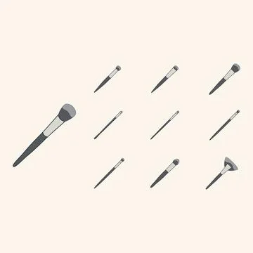 Different Kinds of Makeup Brushes Stock Illustration