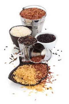 Different kinds of rice . Stock Photos