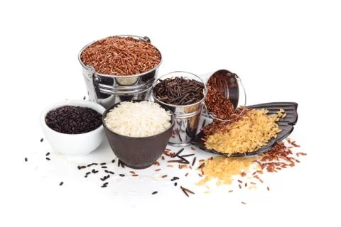 Different kinds of rice . Stock Photos