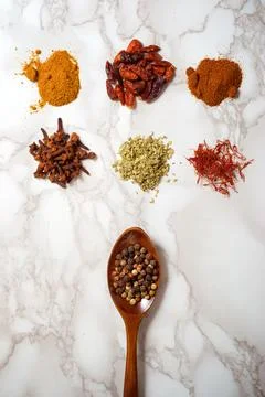 Different kinds of spices Stock Photos