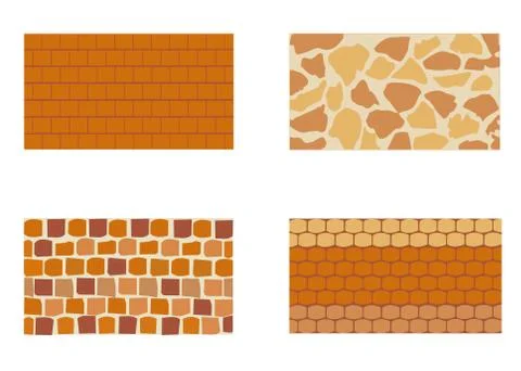 Different kinds of Stone brick wall Stock Illustration