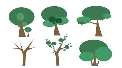 Different kinds of tree illustration vector. Vector set. Stock Illustration
