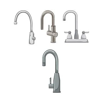 Different kitchen and bathroom water faucets collection Illustration