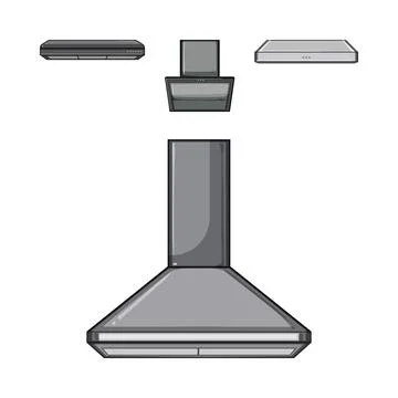 Different kitchen range hoods collecting smoke and fumes Stock Illustration