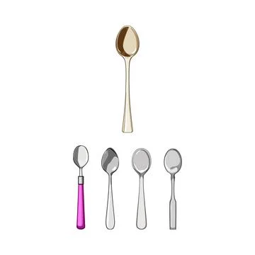 Different kitchen spoons offering various eating utensils Ilustración de archivo