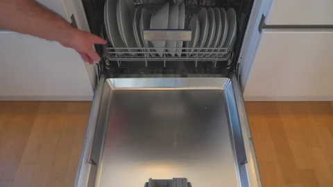 Different kitchenware in dishwasher Stock Footage 144845572