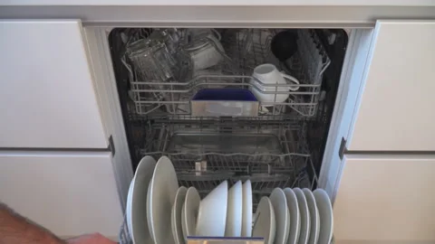 Different kitchenware in dishwasher Stock Footage 144846941