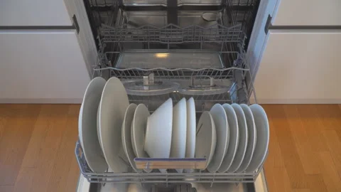 Different kitchenware in dishwasher Stock Footage 144847284