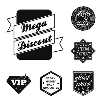 Different label black icons in set collection for design. Index and brand vector Stock Illustration