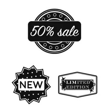 Different label black icons in set collection for design. Index and brand vector Illustrazione stock