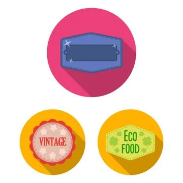 Different label flat icons in set collection for design. Index and brand vector Illustrazione stock