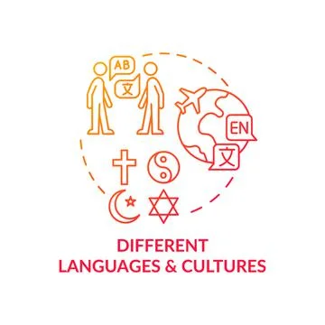 Different languages and cultures red gradient concept icon イラスト素材