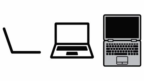 Different laptop computer perspective icons with computer notebook technology Stock Illustration