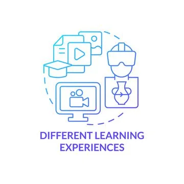 Different learning experiences blue gradient concept icon Stock Illustration
