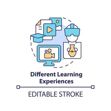 Different learning experiences concept icon Stock Illustration