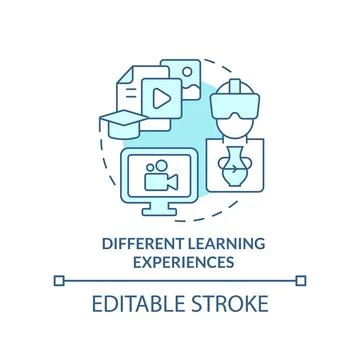 Different learning experiences turquoise concept icon Stock Illustration
