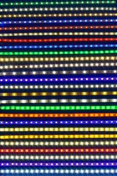 Different LED strips on black background Stock Photos