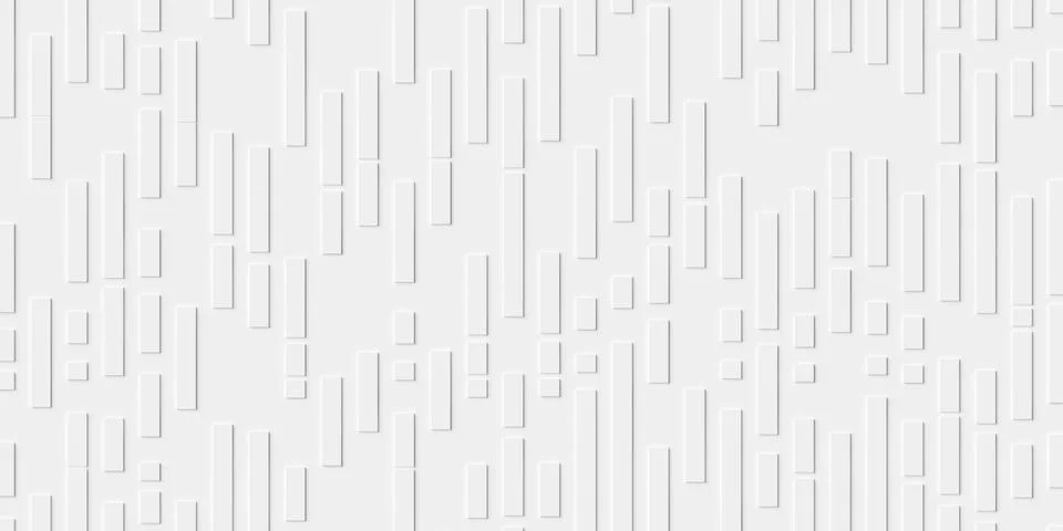 Different length vertical scaled offset rectangles geometry background wall.. Illustrazione stock