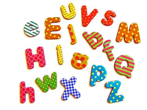 Different letters isolated on white background Stock Photos