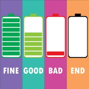 Different level of battery charge Stock Illustration