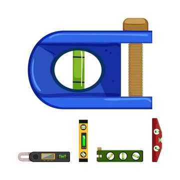 Different level tools for construction and measurement accuracy Stock Illustration