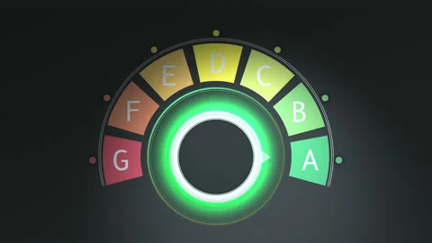 Different levels of Energy efficiency classes are increased with colorful switch Video stock 214021391
