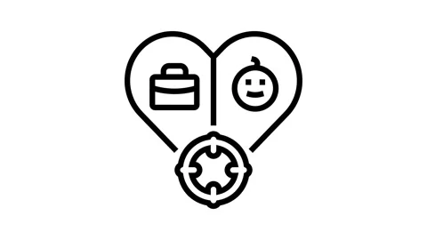 Different life goals couple line icon animation Stock Footage 326120904