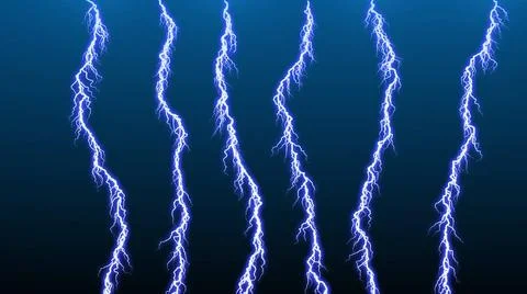 Different lightning bolts. 3D rendered Computer graphic Different lightnin... Stock Photos