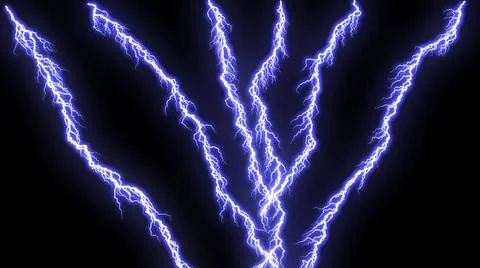 Different lightning bolts. 3D rendered Computer graphic Different lightnin... Stock Photos