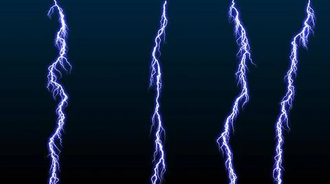 Different lightning bolts. 3D rendered Computer graphic Different lightnin... Stock Photos