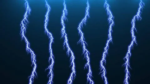 Different lightning bolts. 3D rendered Computer graphic Different lightnin... Stock Photos