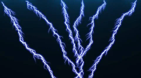 Different lightning bolts. 3D rendered Computer graphic Different lightnin... Stock Photos
