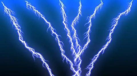 Different lightning bolts. 3D rendered Computer graphic Different lightnin... Stock Photos