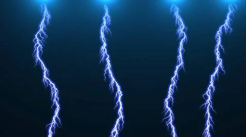 Different lightning bolts. 3D rendered Computer graphic Different lightnin... Stock Photos