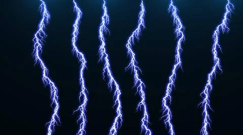 Different lightning bolts. 3D rendered Computer graphic Different lightnin... Stock Photos