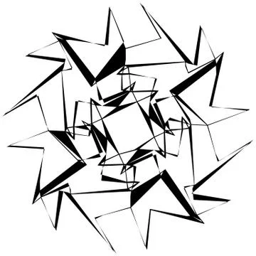 Different linear geometric objects. Random intersecting lines forming abstrac Stock Illustration