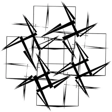 Different linear geometric objects. Random intersecting lines forming abstrac Stock Illustration